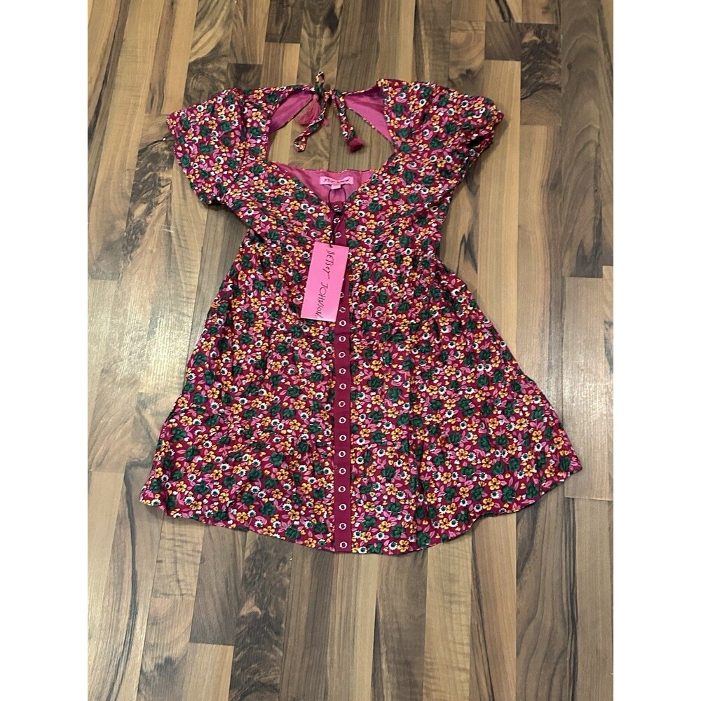 Betsey Johnson Floral Dress Womens XS Short  Sleeve